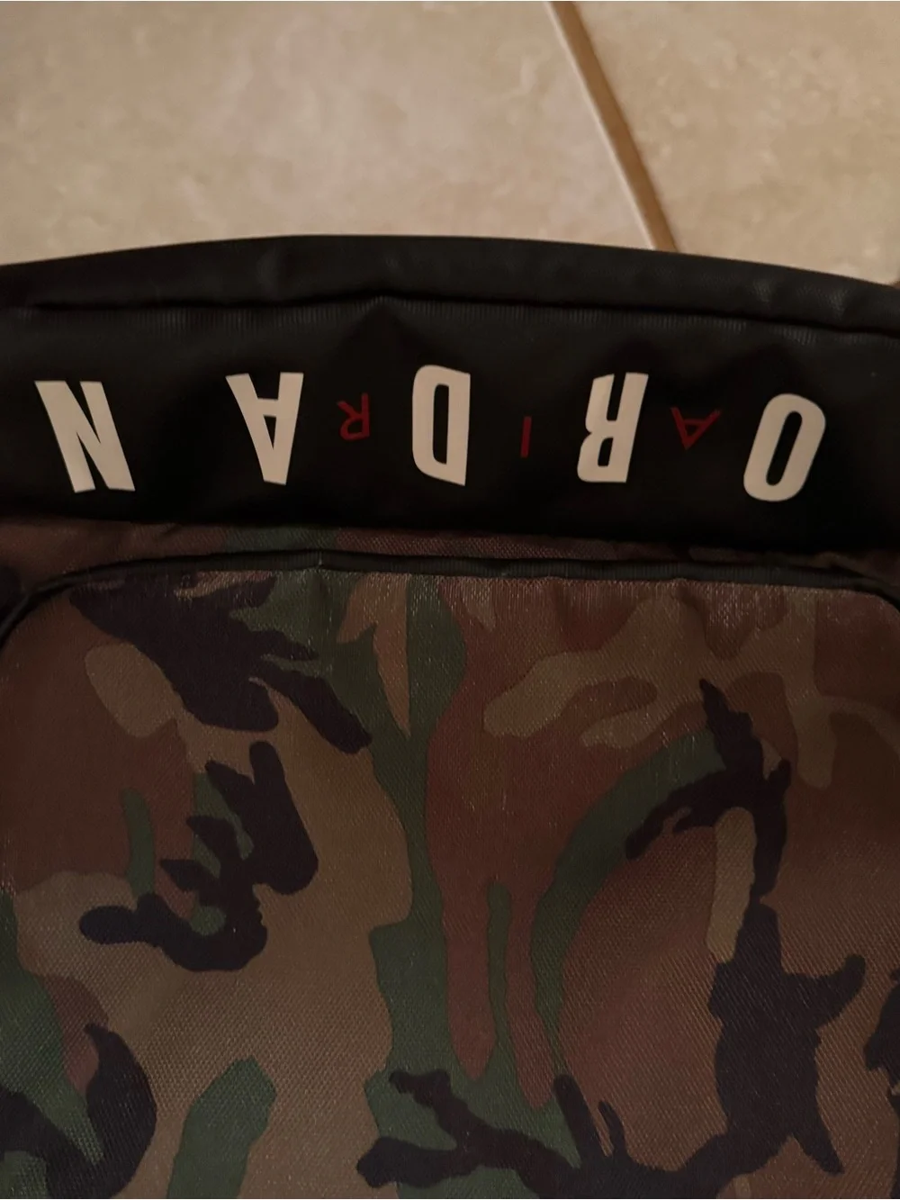 Jordan Camo Backpack in Green/Black with Red Accents